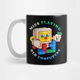 Miss playing old computer, old computer playing tetris Mug